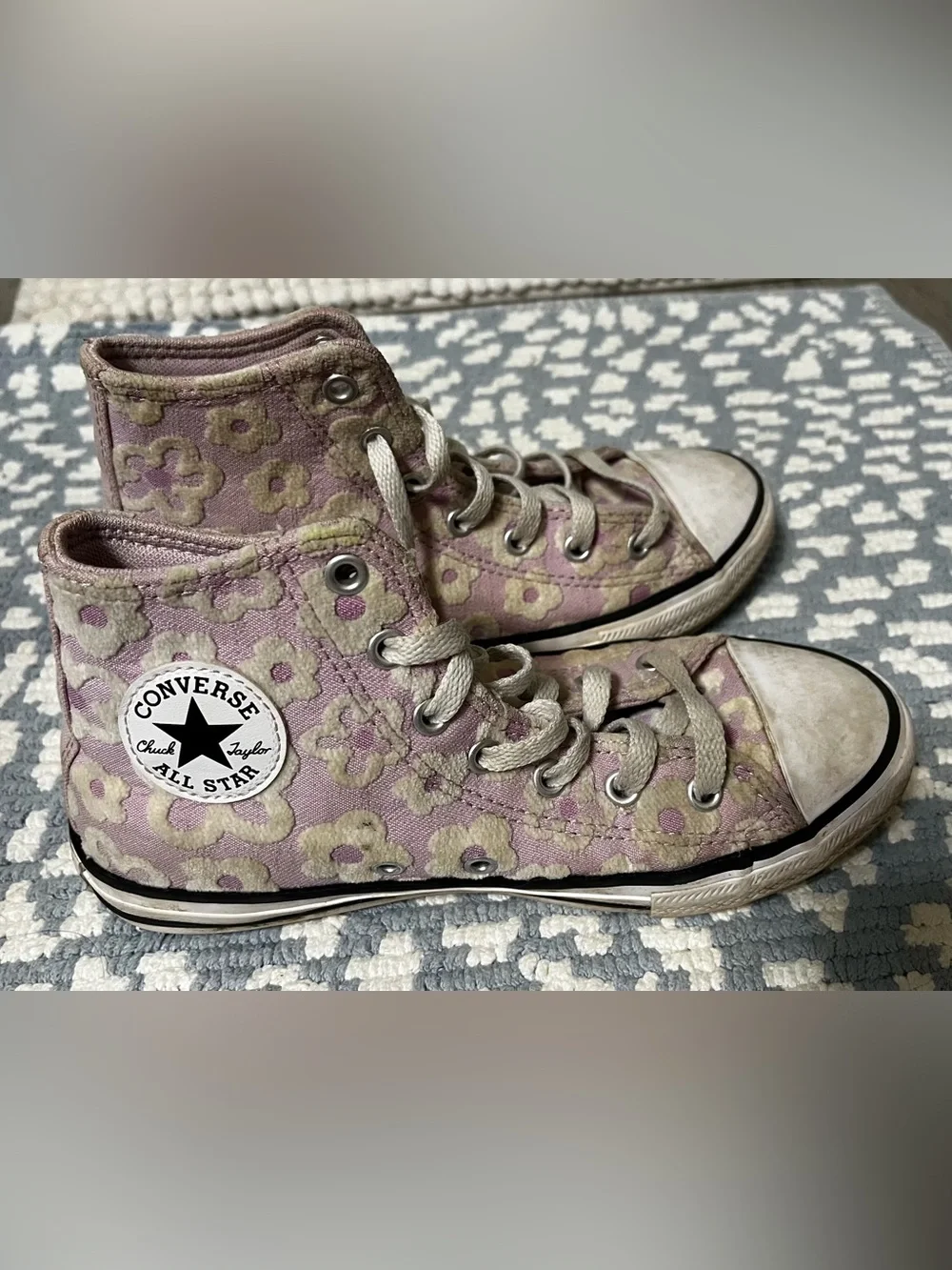 Converse Youth High Top Floral Sneakers Size 3